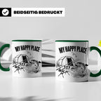 Karpfenangler Tasse My Happy Place Spruch Geschenk für Angle – Grün [farbe:grün]