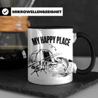 Karpfenangler Tasse My Happy Place Spruch Geschenk für Angle – Schwarz [farbe:schwarz]