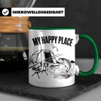 Karpfenangler Tasse My Happy Place Spruch Geschenk für Angle – Grün [farbe:grün]