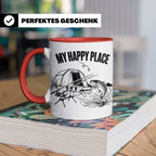 Karpfenangler Tasse My Happy Place Spruch Geschenk für Angle – Rot [farbe:rot]