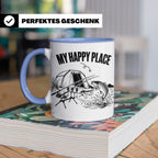 Karpfenangler Tasse My Happy Place Spruch Geschenk für Angle – Blau [farbe:blau]