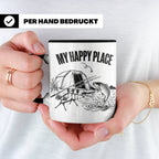 Karpfenangler Tasse My Happy Place Spruch Geschenk für Angle – Schwarz [farbe:schwarz]