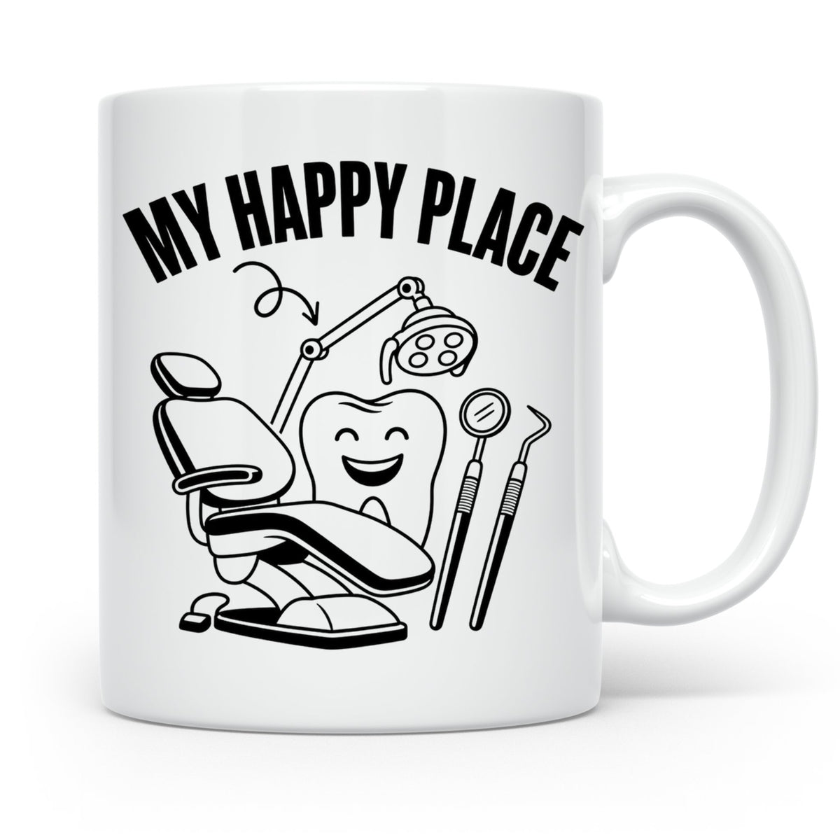 Zahnarzt Tasse My Happy Place Lustig Spruch Zahnarzthelferin – Weiß [farbe:weiß]