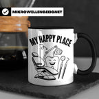 Zahnarzt Tasse My Happy Place Lustig Spruch Zahnarzthelferin – Schwarz [farbe:schwarz]