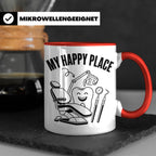 Zahnarzt Tasse My Happy Place Lustig Spruch Zahnarzthelferin – Rot [farbe:rot]