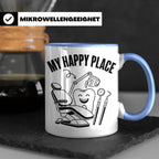 Zahnarzt Tasse My Happy Place Lustig Spruch Zahnarzthelferin – Blau [farbe:blau]
