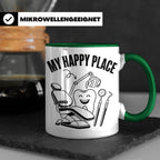 Zahnarzt Tasse My Happy Place Lustig Spruch Zahnarzthelferin – Grün [farbe:grün]