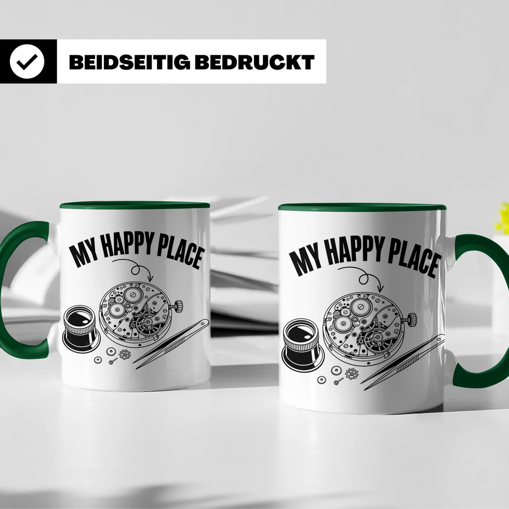 Uhrmacher Tasse My Happy Place Spruch für Uhrenliebhaber & H – Grün [farbe:grün]