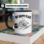 Uhrmacher Tasse My Happy Place Spruch für Uhrenliebhaber & H – Schwarz [farbe:schwarz]