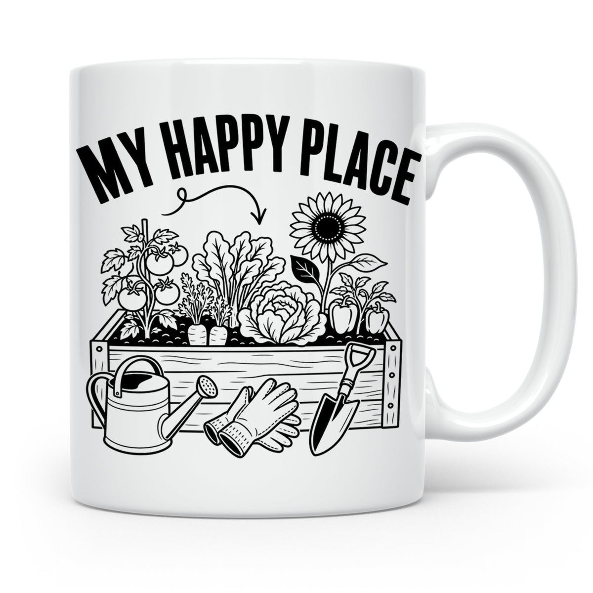 Gärtner Tasse mit Spruch My Happy Place für Hobbygärtner, Ge – Weiß [farbe:weiß]