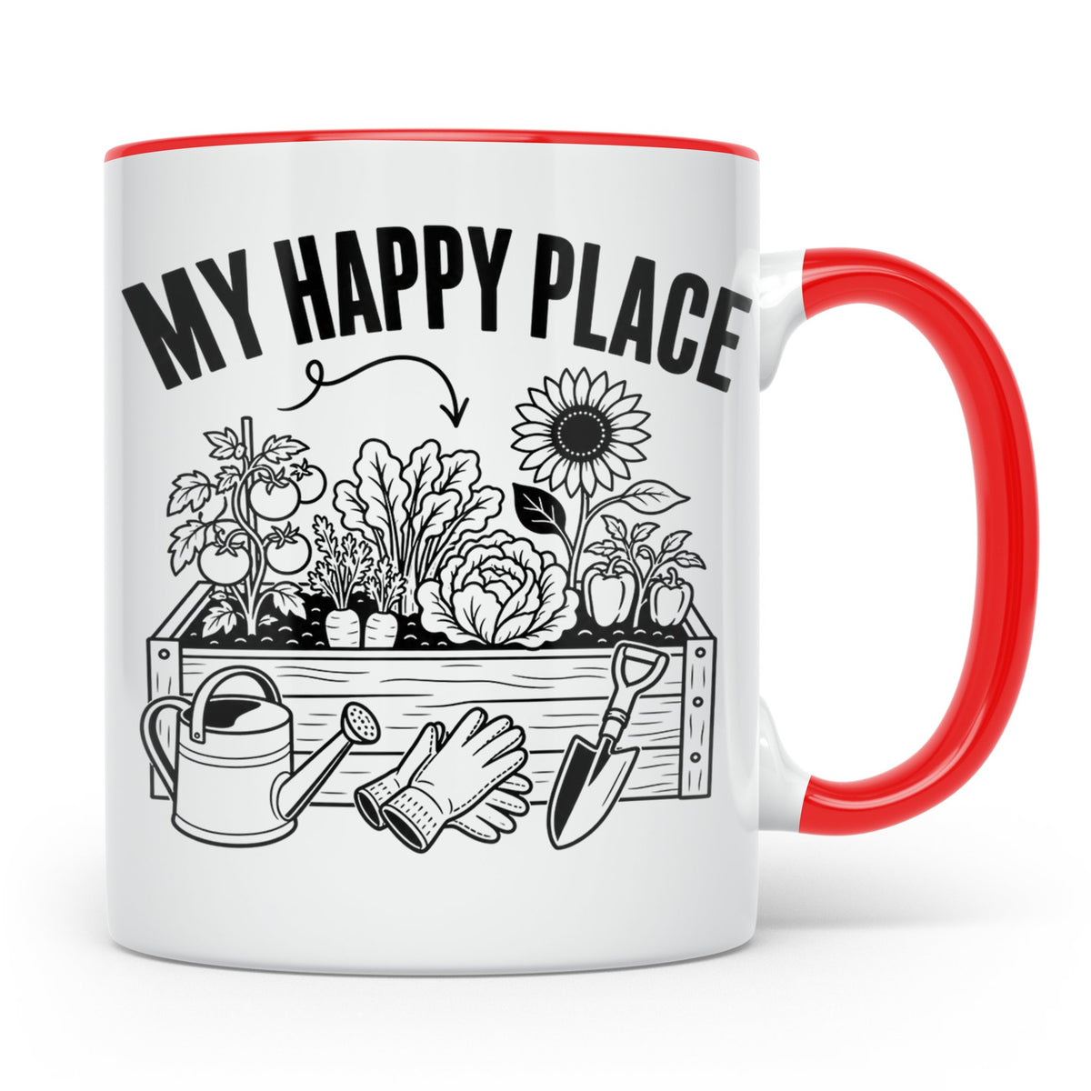 Gärtner Tasse mit Spruch My Happy Place für Hobbygärtner, Ge – Rot [farbe:rot]