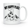 Snowboard Tasse My Happy Place Spruch für Snowboarder Gesche – Weiß [farbe:weiß]