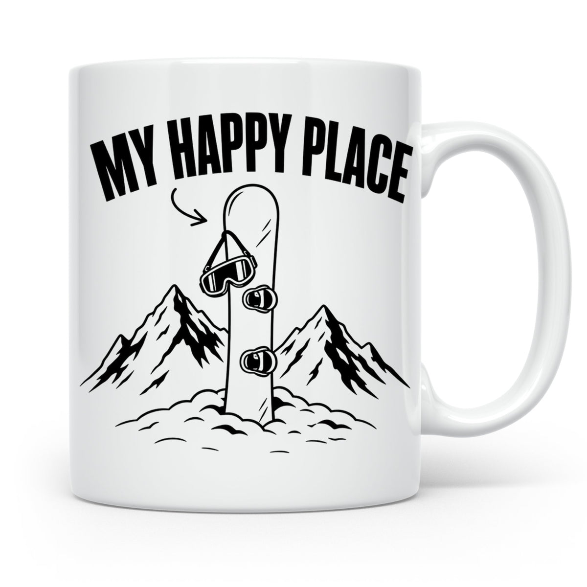 Snowboard Tasse My Happy Place Spruch für Snowboarder Gesche – Weiß [farbe:weiß]
