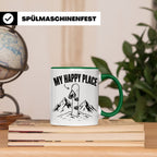 Snowboard Tasse My Happy Place Spruch für Snowboarder Gesche – Grün [farbe:grün]