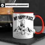 Snowboard Tasse My Happy Place Spruch für Snowboarder Gesche – Rot [farbe:rot]