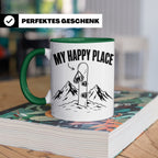 Snowboard Tasse My Happy Place Spruch für Snowboarder Gesche – Grün [farbe:grün]