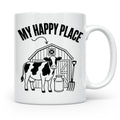 Kuh Tasse My Happy Place Spruch I Bauernhof Motiv für Landwi – Weiß [farbe:weiß]
