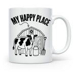 Kuh Tasse My Happy Place Spruch I Bauernhof Motiv für Landwi – Weiß [farbe:weiß]