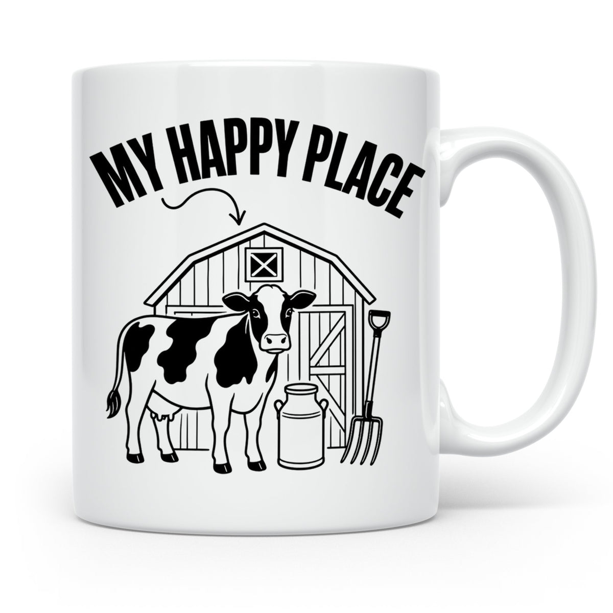 Kuh Tasse My Happy Place Spruch I Bauernhof Motiv für Landwi – Weiß [farbe:weiß]