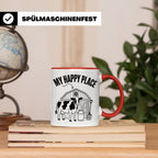Kuh Tasse My Happy Place Spruch I Bauernhof Motiv für Landwi – Rot [farbe:rot]