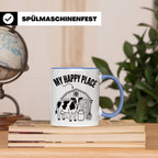 Kuh Tasse My Happy Place Spruch I Bauernhof Motiv für Landwi – Blau [farbe:blau]