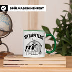 Kuh Tasse My Happy Place Spruch I Bauernhof Motiv für Landwi – Grün [farbe:grün]