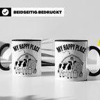 Kuh Tasse My Happy Place Spruch I Bauernhof Motiv für Landwi – Schwarz [farbe:schwarz]