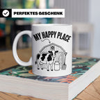 Kuh Tasse My Happy Place Spruch I Bauernhof Motiv für Landwi – Weiß [farbe:weiß]