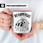 Kuh Tasse My Happy Place Spruch I Bauernhof Motiv für Landwi – Rot [farbe:rot]