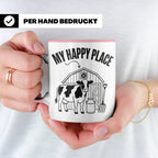 Kuh Tasse My Happy Place Spruch I Bauernhof Motiv für Landwi – Rosa [farbe:rosa]