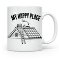 Dachdecker Tasse My Happy Place Spruch lustig Kaffeebecher G – Weiß [farbe:weiß]