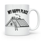 Dachdecker Tasse My Happy Place Spruch lustig Kaffeebecher G – Weiß [farbe:weiß]