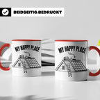 Dachdecker Tasse My Happy Place Spruch lustig Kaffeebecher G – Rot [farbe:rot]