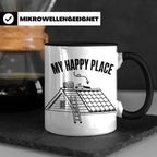 Dachdecker Tasse My Happy Place Spruch lustig Kaffeebecher G – Schwarz [farbe:schwarz]