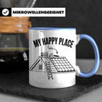 Dachdecker Tasse My Happy Place Spruch lustig Kaffeebecher G – Blau [farbe:blau]