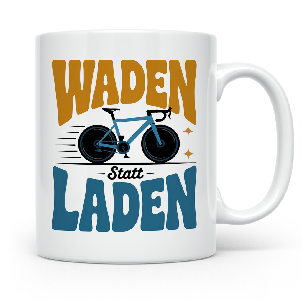 Waden statt Laden Tasse - Rennradfahrer Radsport Geschenkide – Weiß [farbe:weiß]