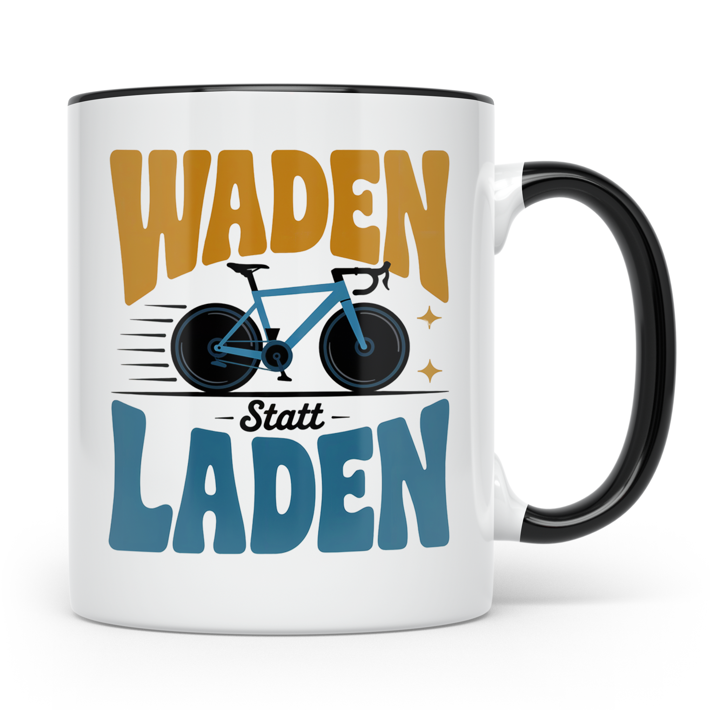 Waden statt Laden Tasse - Rennradfahrer Radsport Geschenkide – Schwarz [farbe:schwarz]