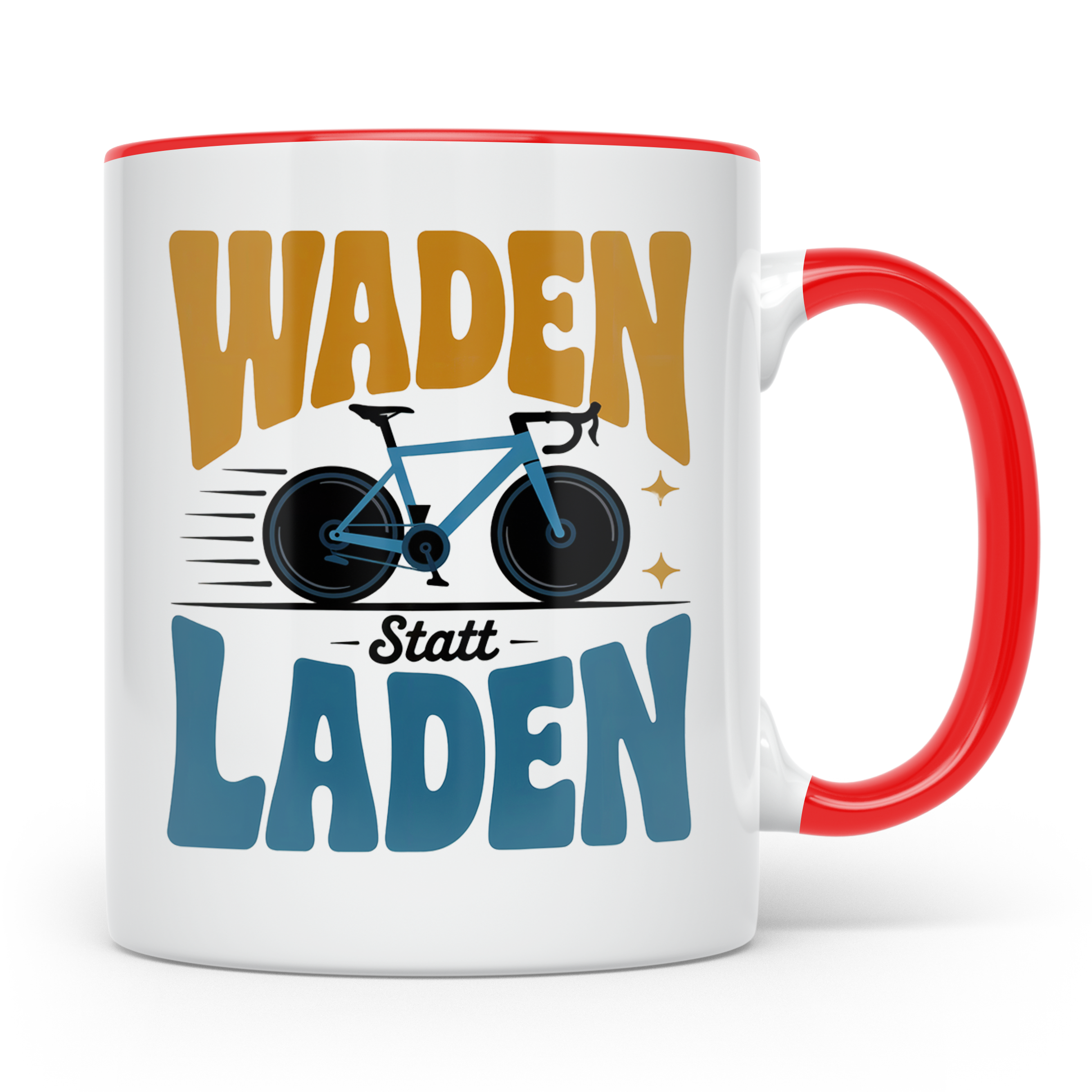 Waden statt Laden Tasse - Rennradfahrer Radsport Geschenkide – Rot [farbe:rot]