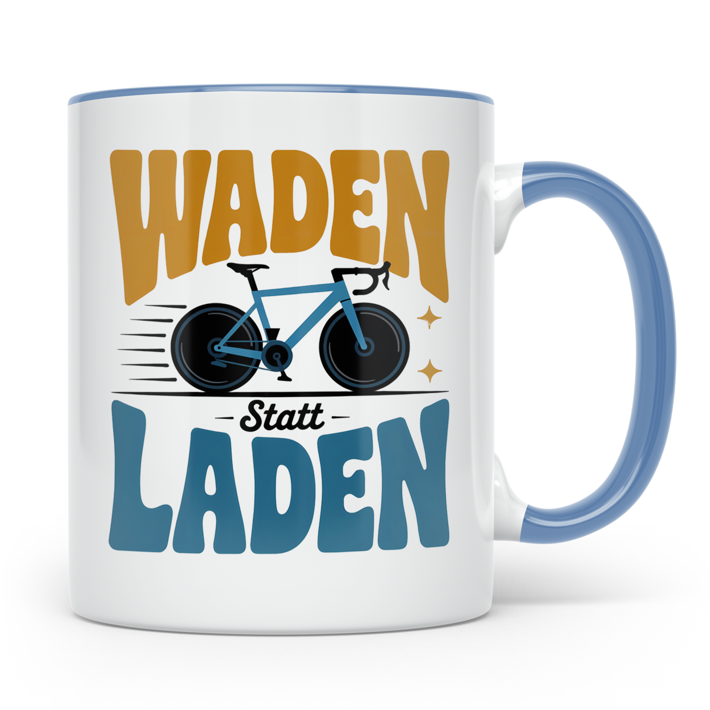 Waden statt Laden Tasse - Rennradfahrer Radsport Geschenkide – Blau [farbe:blau]