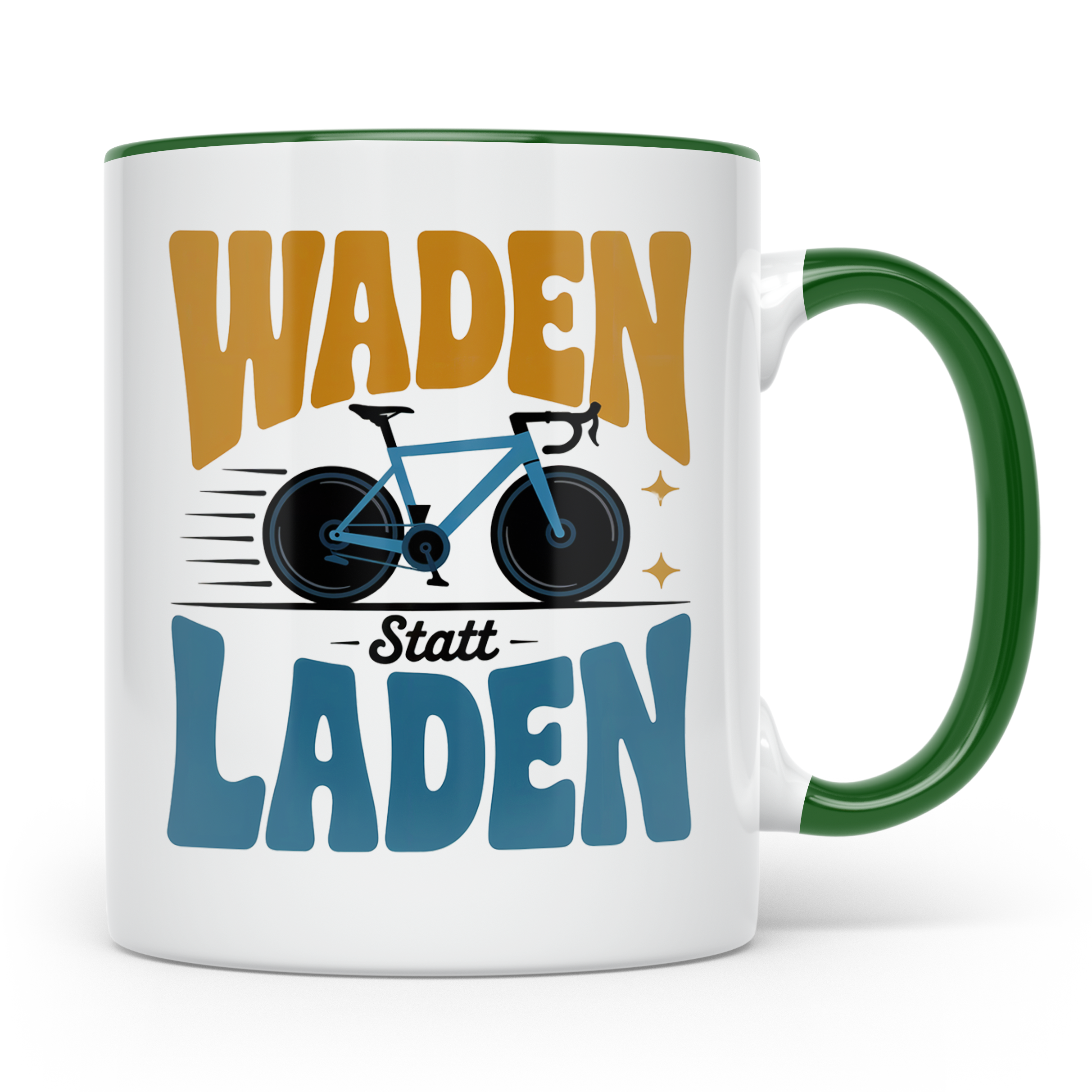 Waden statt Laden Tasse - Rennradfahrer Radsport Geschenkide – Grün [farbe:grün]