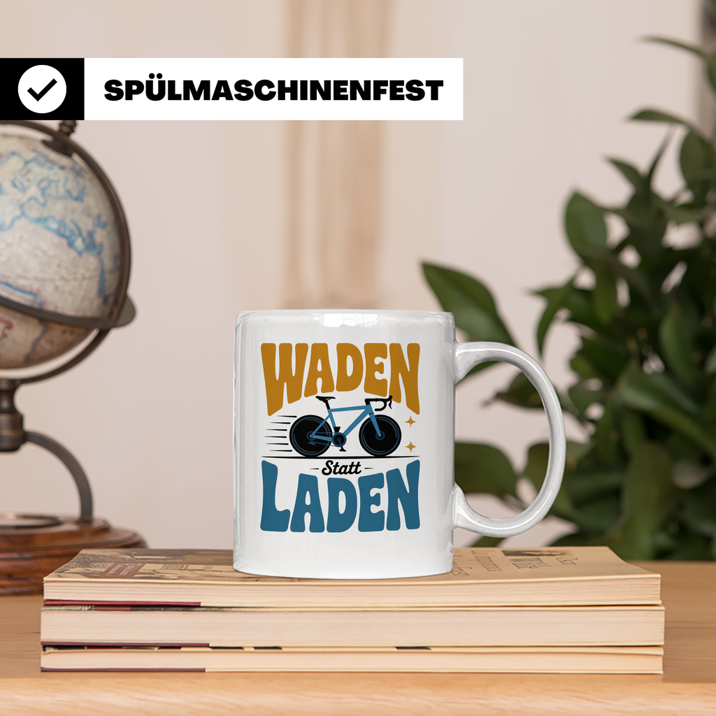 Waden statt Laden Tasse - Rennradfahrer Radsport Geschenkide – Weiß [farbe:weiß]