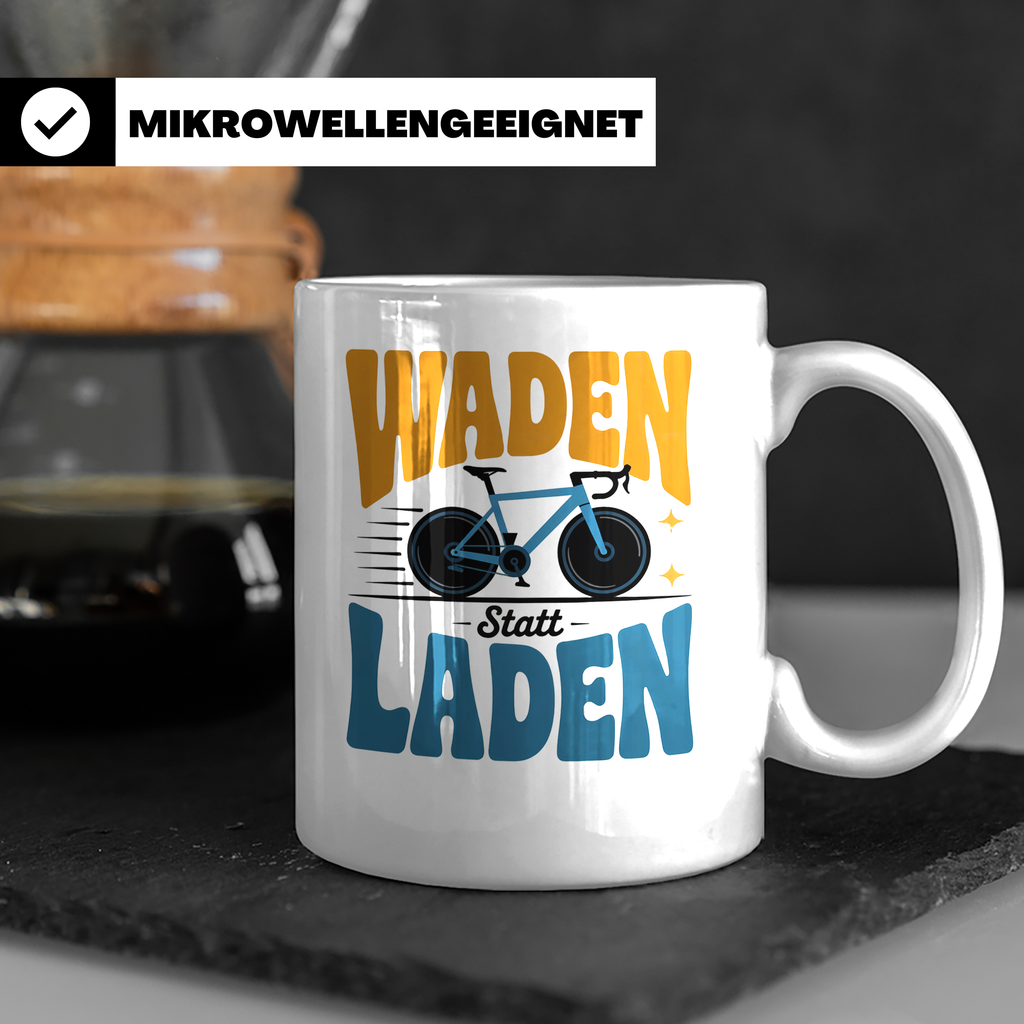 Waden statt Laden Tasse - Rennradfahrer Radsport Geschenkide – Weiß [farbe:weiß]