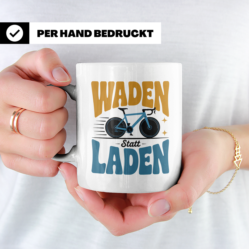 Waden statt Laden Tasse - Rennradfahrer Radsport Geschenkide – Weiß [farbe:weiß]