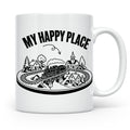 Modelleisenbahn Tasse My Happy Place Spruch für Modellbahner – Weiß [farbe:weiß]