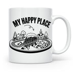 Modelleisenbahn Tasse My Happy Place Spruch für Modellbahner – Weiß [farbe:weiß]