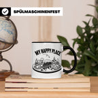 Modelleisenbahn Tasse My Happy Place Spruch für Modellbahner – Schwarz [farbe:schwarz]
