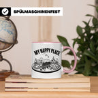 Modelleisenbahn Tasse My Happy Place Spruch für Modellbahner – Rosa [farbe:rosa]