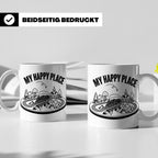 Modelleisenbahn Tasse My Happy Place Spruch für Modellbahner – Weiß [farbe:weiß]