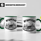Modelleisenbahn Tasse My Happy Place Spruch für Modellbahner – Grün [farbe:grün]