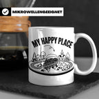 Modelleisenbahn Tasse My Happy Place Spruch für Modellbahner – Weiß [farbe:weiß]